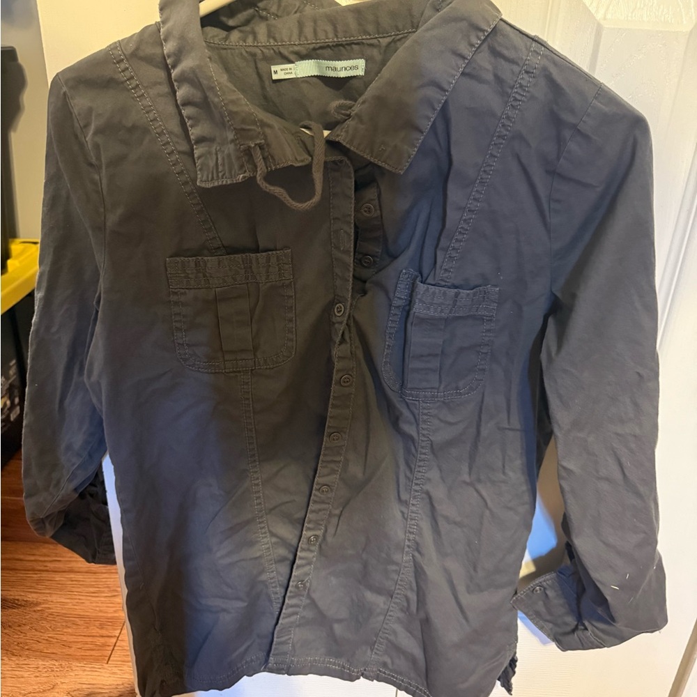 Maurices Charcoal Button-Up Blouse